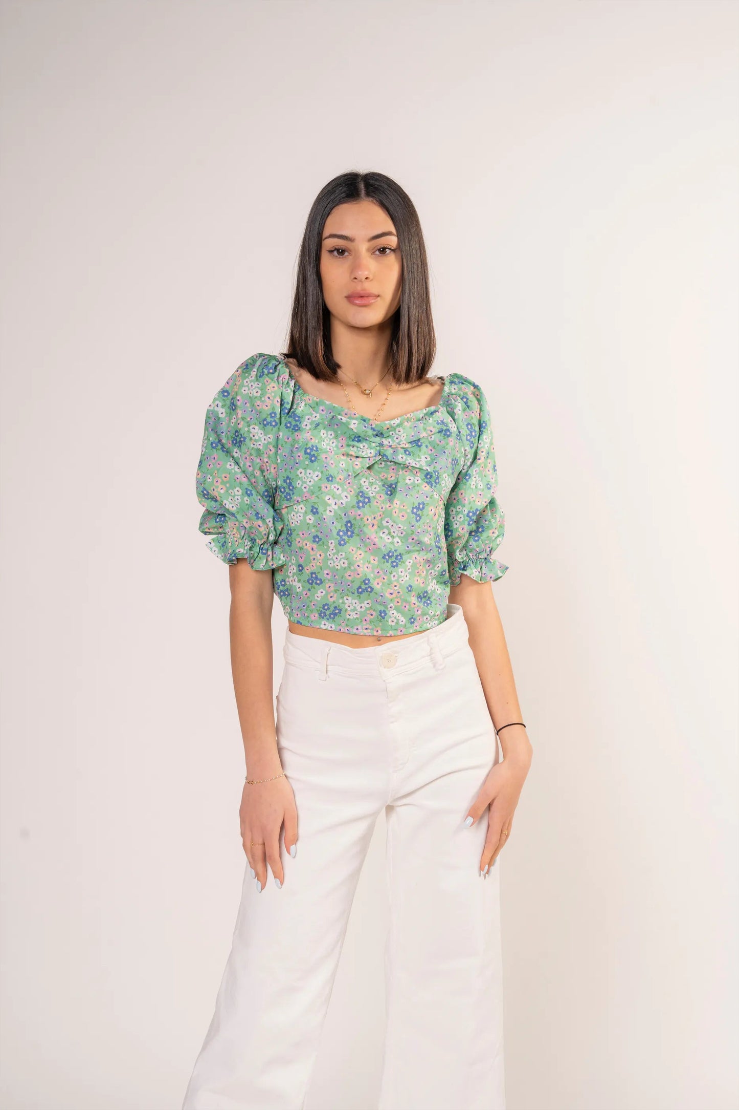 Green Floral Top